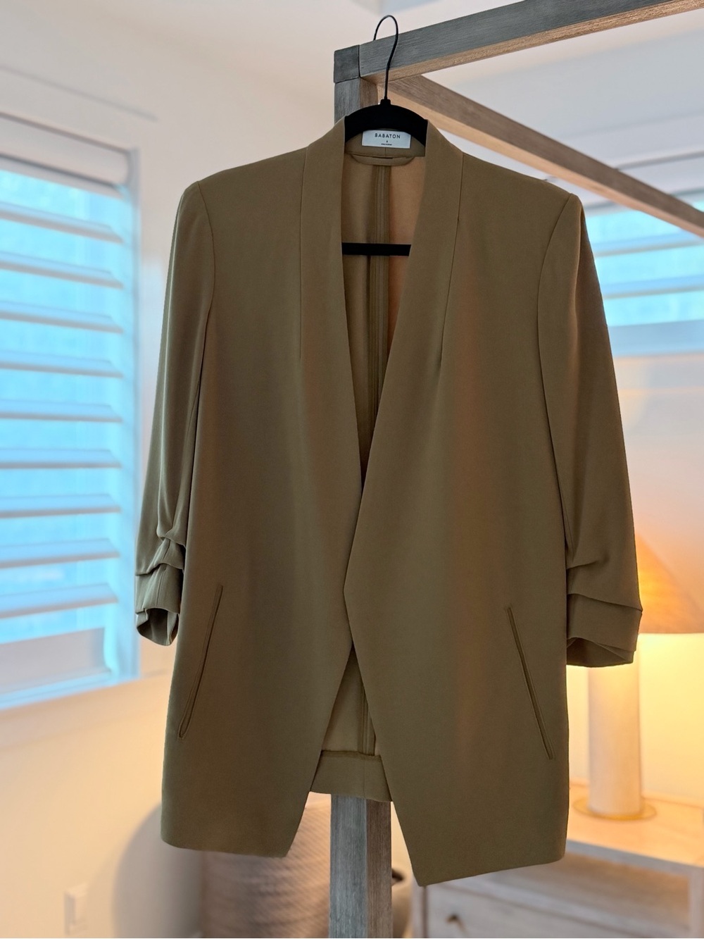 Aritzia Babaton Mustard/Camel Open-Front Draped Blazer